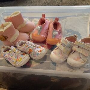 Pink and Multi-Color Kids Shoes Set